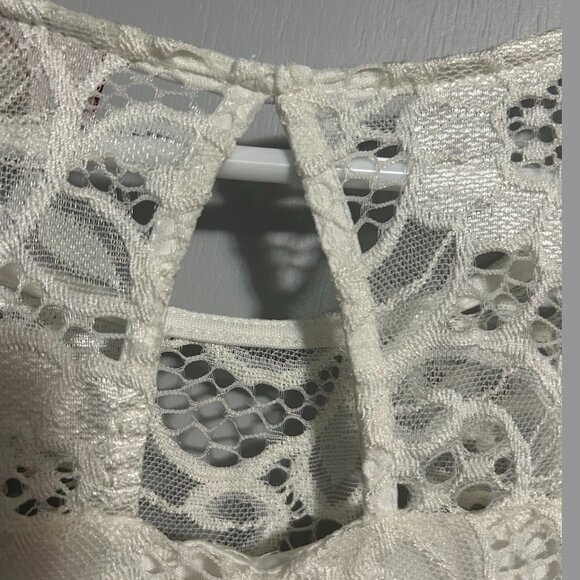 Dress Barn Ivory Lace Overlay Shark Bite Hem Tank Dress Women's Size M - Picture 9 of 11